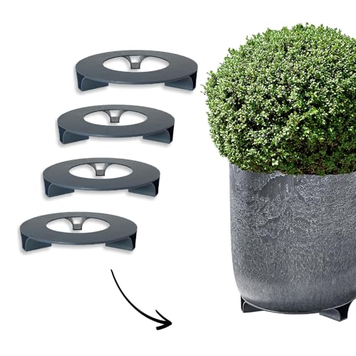 terraced® - 4er Set - Blumentopf Untersetzer - Farbe: Anthrazit - Rund - 27cm Durchmesser – Untersetzer Blumentopf – Recycling Material - Made in Germany von terraced