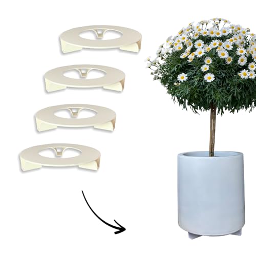 terraced® - 4er Set - Blumentopf Untersetzer - Farbe: Cremeweiß - Rund - 27cm Durchmesser – Untersetzer Blumentopf – Recycling Material - Made in Germany von terraced