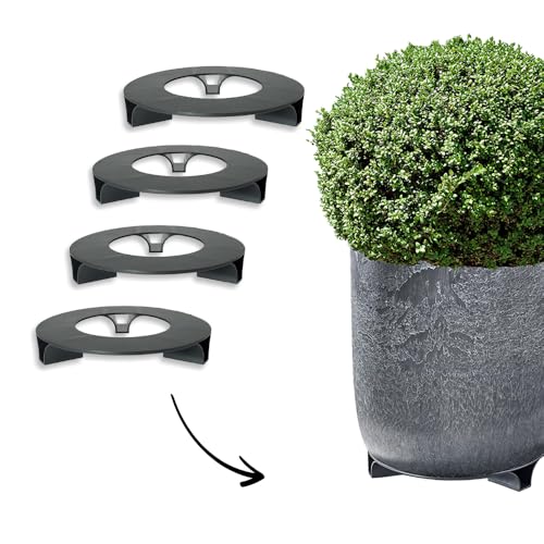 terraced® - 4er Set - Blumentopf Untersetzer - Farbe: Schwarz - Rund - 27cm Durchmesser – Untersetzer Blumentopf – Recycling Material - Made in Germany von terraced