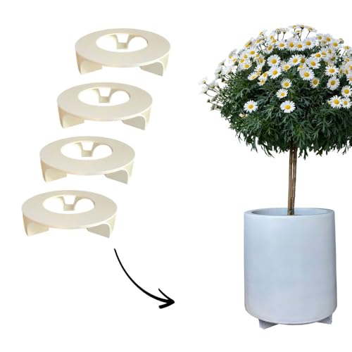 terraced® - 4er Set - Untersetzer Blumentopf – Farbe: Cremeweiß - Rund - 16cm Durchmesser - Material - Made in Germany von terraced