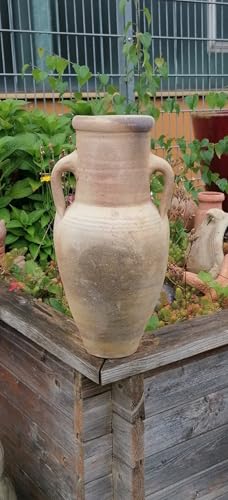 Große rustikale Amphore 60 cm aus rötlichen Terracotta Terrakotta mit 4 Henkeln Garten Landhaus Deko Vintage Mediterran Vase von terracotta-toepfe-de