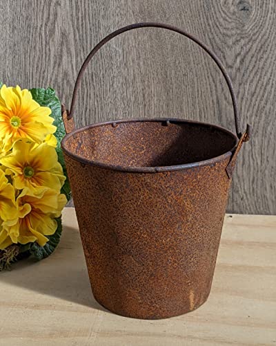 Deko Eimer ca. 15 cm hoch bepflanzbar aus Metall Edelrost Rost Garten Pflanzgefäß Blumentopf Landhaus Shabby chic Vintage Pflanzgefäß von terracotta-toepfe-de