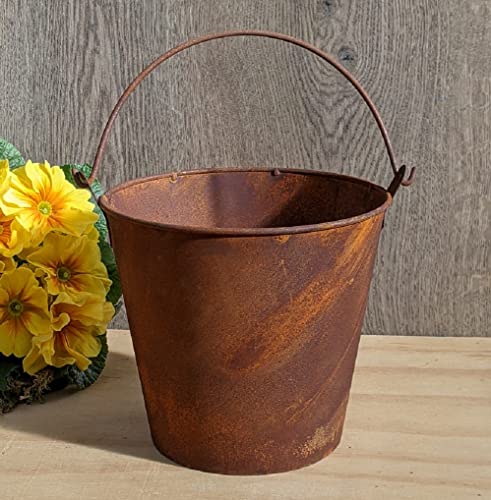 Deko Eimer ca. 20 cm bepflanzbar aus Metall Edelrost Rost Garten Pflanzgefäß Blumentopf Landhaus Shabby chic Vintage Pflanzgefäß von terracotta-toepfe-de