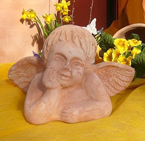 Engel,echt Terracotta Terrakotta Garten Deko Figur Kopf Nikolaus Weihnachten Grab Trauer Beerdigung Totensonntag Volkstrauertag von terracotta-toepfe-de