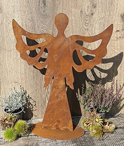 Engel 50 cm hoch aus Metall Edelrost Rost Weihnachten Deko Flügel von terracotta-toepfe-de