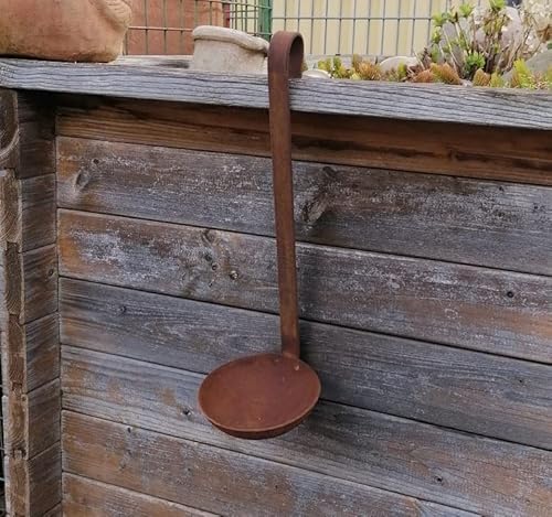 terracotta-toepfe-de Kelle ca.37 cm lang aus Metall Edelrost Rost Deko Garten Sommer Terrasse Balkon Vorgarten Schöpflöffel Vintage Geschirr Mediterran von terracotta-toepfe-de