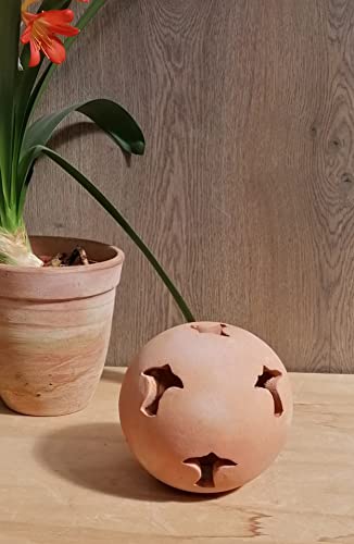 B-Ware ! Kugel Lilie Durchmesser ca. 16 cm aus Terracotta Terrakotta Kugel Garten Deko Windlicht von PGONA