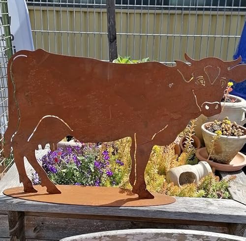 NEU !!Kuh 85 cm x 55 cm aus Metall in Edelrostoptik Deko Garten Bauernhof Landleben Streichelzoo von terracotta-toepfe-de