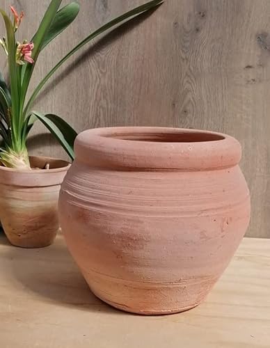 Rustikaler rötlicher Blumentopf 31cm Bauchdurchmesser, echt Terracotta Terrakotta Garten Deko Blumenkübel Pflanztopf Mediterran von terracotta-toepfe-de