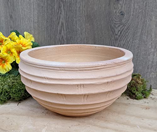 Schöne Pflanzschale Außendurchmesser ca. 28 cm echt Terracotta Übertopf für Garten Wohnung Balkon Terrasse Blumen Pflanzgefäß Deko Sommer Pflanzschale von terracotta-toepfe-de