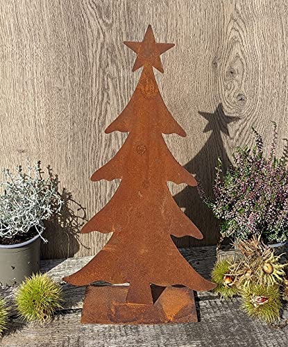 Tannenbaum ca. 40 cm hoch aus Metall Edelrost Rost Weihnachten Deko Weihnachtsbaum Stern von terracotta-toepfe-de