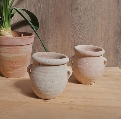 terracotta-toepfe-de 2 er Set kleine Pflanztöpfe je ca. 14cm hoch aus Terracotta Blumentopf Pflanzgefäß für Garten Balkon Terrasse Mediterran von terracotta-toepfe-de