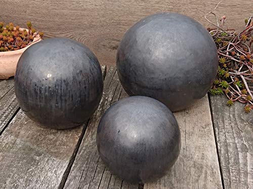 terracotta-toepfe-de B-Ware !! Aktion !! Kugel ø ca. 30 cm aus Steinzeug Keramik- anthrazit grau glasiert Deko Garten frostfest von terracotta-toepfe-de