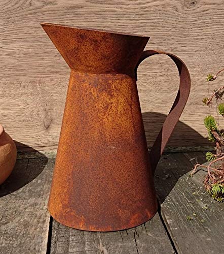 terracotta-toepfe-de Deko Kanne 20 cm hoch aus Metall Edelrost Rost Garten Pflanzgefäß Blumentopf Landhaus Shabby chic Vintage Pflanzgefäß von terracotta-toepfe-de