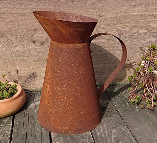 terracotta-toepfe-de Deko Kanne 40 cm hoch aus Metall Edelrost Rost Garten Pflanzgefäß Blumentopf Landhaus Shabby chic Vintage Pflanzgefäß von terracotta-toepfe-de