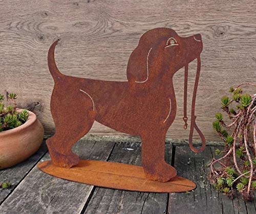 terracotta-toepfe-de Hund ca. 30 cm breit aus Metall Edelrost Rost Deko Dackel Jack Russel Pudel Tier Garten von terracotta-toepfe-de