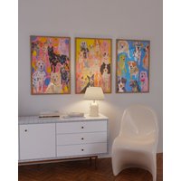 Bunte Hunde Kunstdruck Set Trendige Mädchenhafte Wanddeko von terracottanoon