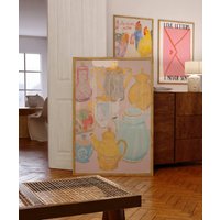 Kunstdruck Mit Farbenfrohen Teekannen von terracottanoon