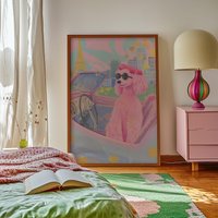 Rosa Pudel Druck, Pariser Chic Wandkunst Rosa Pudel Druck, Pariser Chic Wandkunst von terracottanoon