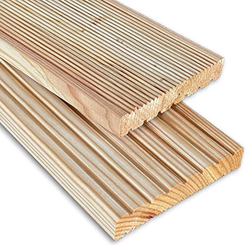 Terrassendielen Holzterrasse Deutsche Lärche 24 x 143 mm - Terrassenbelag Komplettset - Massiv Diele aus Nadelholz inkl. Unterkonstruktion & Terrassenschrauben - Dielenlänge: 4m | Fläche: 18m² von terrasso