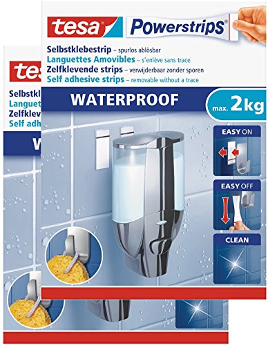 tesa Powerstrips Strips LARGE , wasserfest, 2 Packungen mit insgesamt 12 Strips von tesa®