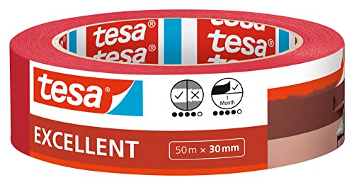 tesa Excellent Malerband mit Papierhalter für Malerei, Lacke und Lacke, 50 m x 30 mm von tesa