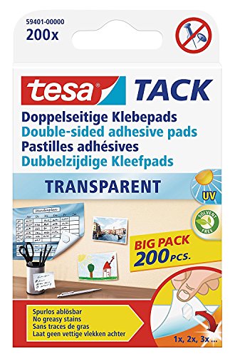 2 Packungen tesa doppelseitige Klebepads TACK, große Packung mit 200 Pads von tesa