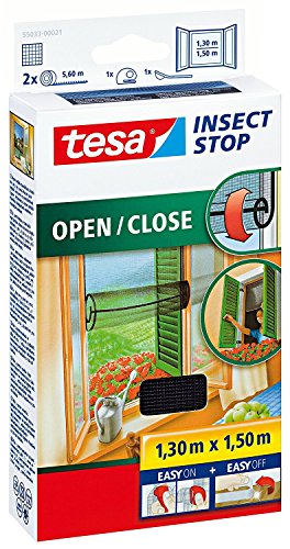 2er Pack tesa Fliegengitter für Fenster zum Öffnen und Schließen, durchsichtig, bis 1,3m x 1,5m von tesa