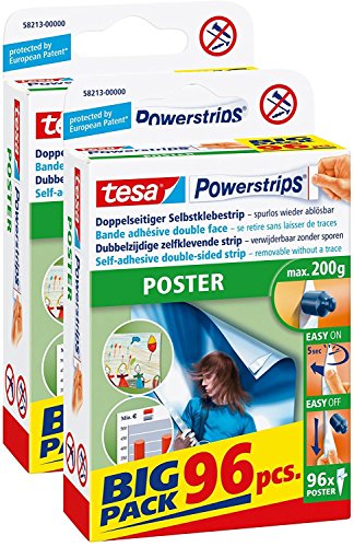 2er Vorteilspack tesa Powerstrips Strips POSTER, Big Pack 2x 96 Stück (2, POSTER, Big Pack 96 Stück) von tesa