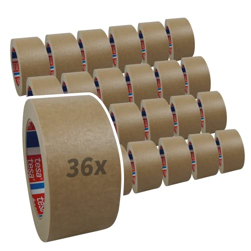 36 Rollen tesa 4713, Papierklebeband, Papier Packband, Verpackungsklebeband, 50mm x 50m, braun von tesa