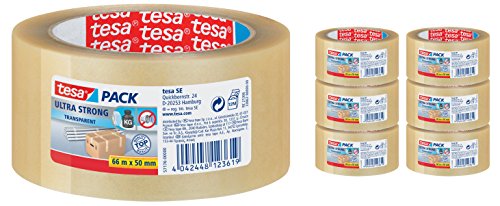 6x tesa Packband, beste tesa PVC Qualität, transparent, 66m x 50mm von tesa