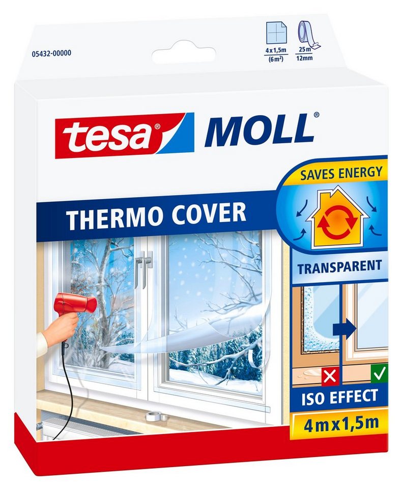 Fensterfolie tesamoll THERMO COVER Fensterisolierfolie, tesa, transparent, glatt, wärmedämmende Folie - einfache Montage - durchsichtig - 1,7 m : 1,5 m von tesa