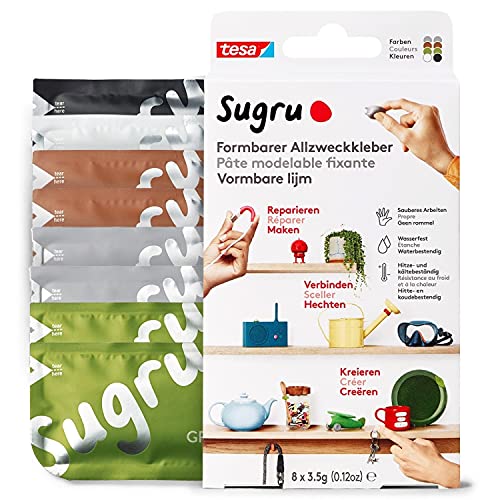 Sugru by tesa - Formbarer Allzweckkleber, 8er-Pack, 8 x 3,5 g, Schwarz, Weiß, Grün, Braun & Grau - vielseitige Klebeknete - zum Reparieren, Kleben und zum Befestigen ohne Bohren Sugru by tesa - Formbarer Allzweckkleber, 8er-Pack, 8 x 3,5 g, Schwarz, Weiß, Grün, Braun & Grau - vielseitige Klebeknete - zum Reparieren, Kleben und zum Befestigen ohne Bohren von tesa