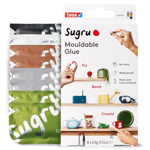 Sugru by tesa - Formbarer Allzweckkleber, 8er-Pack, 8 x 3,5 g, Schwarz, Weiß, Grün, Braun & Grau - vielseitige Klebeknete - zum Reparieren, Kleben und zum Befestigen ohne Bohren Sugru by tesa - Formbarer Allzweckkleber, 8er-Pack, 8 x 3,5 g, Schwarz, Weiß, Grün, Braun & Grau - vielseitige Klebeknete - zum Reparieren, Kleben und zum Befestigen ohne Bohren von tesa