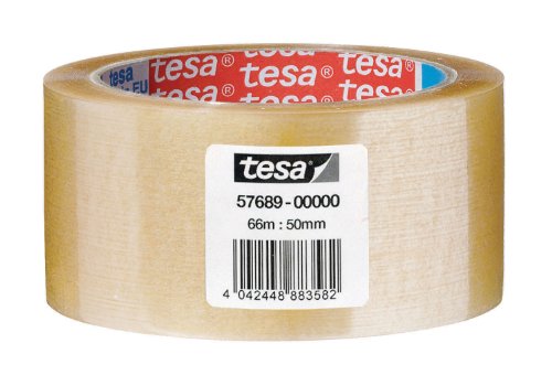 TESA 57689–00000–00 Synthetic rubber package, adhesive tape, unfold, 66 m x 50 mm, transparent von tesa