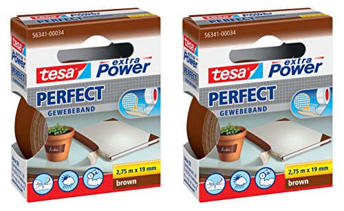 tesa extra Power Gewebeband (19 mm ? 2er Pack, Braun) von tesa