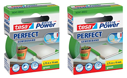 tesa extra Power Gewebeband (19 mm ? 2er Pack, Grün) von tesa
