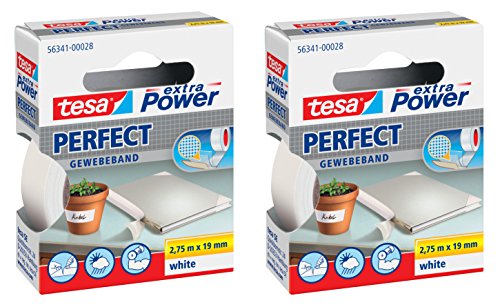 tesa extra Power Gewebeband (19 mm ? 2er Pack, Weiß) von tesa