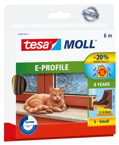 Tesa 05463-00131-00 Gummidichtung für Fenster und Türen, E-Profil, Braun von tesa