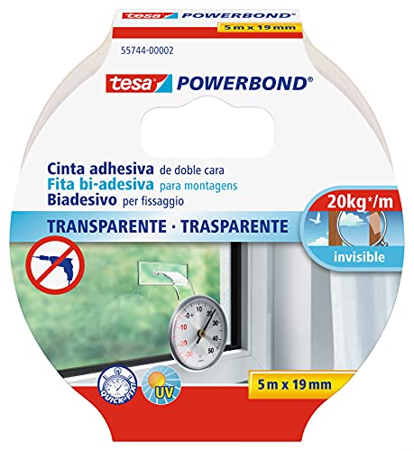 tesa TE55744-00002-03 Powerbond Transparente 5m x 19mm mancheta, Standard von tesa