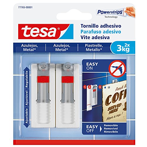 Tesa 77765-00001-00 – verstellbare Klebeschrauben für Fliesen und Metall (3 kg) von tesa