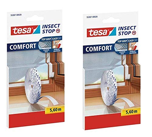 Tesa Insect Stop Comfort Selbstklebender Klettverschlussstreifen für Insektennetz, Nachfüllpackung von tesa