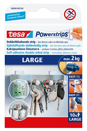 Tesa Powerstrips Klebestreifen, groß, selbstklebend, abziehbar, 10 Stück von tesa