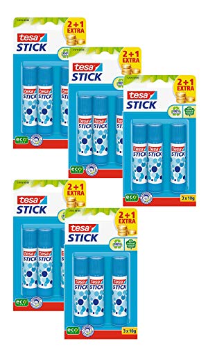 Tesa Stick ecoLogo runder Klebestift (Blau, 15 x 10 g) von tesa