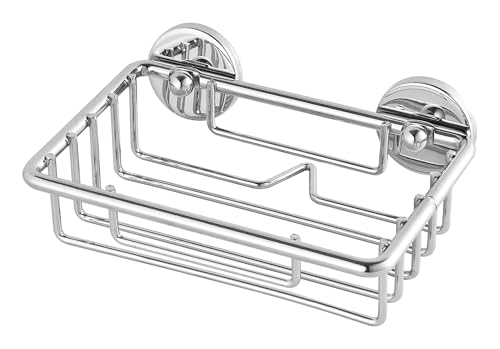 tesa baath Plus Seifenablage Dusche, verchromt, inkl. Klebelösung, 50mm x 135mm x 95mm von tesa