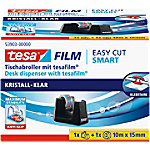 tesa Tischabroller tesafilm Easy Cut SMART Schwarz 15 mm (B) x 10 m (L) Kunststoff  + 1 Rolle tesa Klebefilm Kristall-Klar von tesa