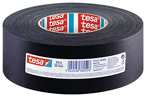 tesa extra Power Perfect Gewebeband - Gewebeverstärktes Ductape zum Basteln, Reparieren, Befestigen, Verstärken und Beschriften - Schwarz - 50 m x 50 mm von tesa