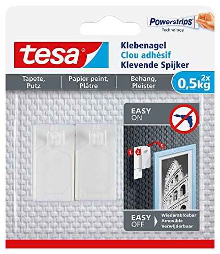 tesa® Klebenagel für Tapeten und Putz (0,5 kg / 3er Pack = 6 Nägel) von tesa