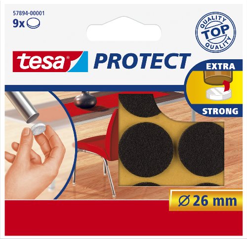 Tesa Protect Filzgleiter, rund, Ø26mm, braun, 9 Stück von tesa