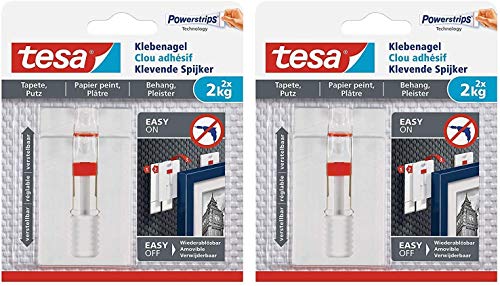 tesa® Verstellbarer Klebenagel für Tapeten und Putz 2 kg (2 Packungen) von tesa